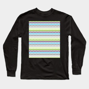 Lime Purple Blue Chevron Pattern Long Sleeve T-Shirt